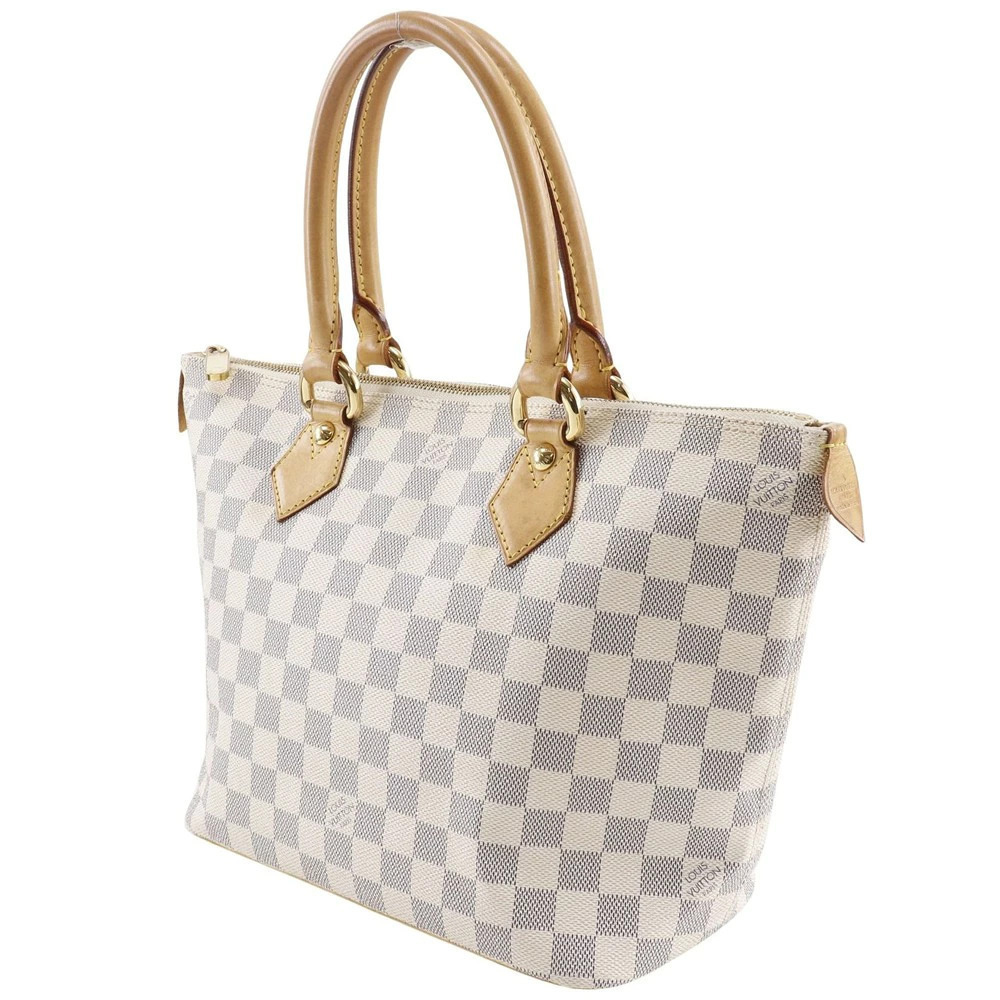 Louis Vuitton Handbag Canvas Azur Zipper Saleya Shoulder Damier Bag White White